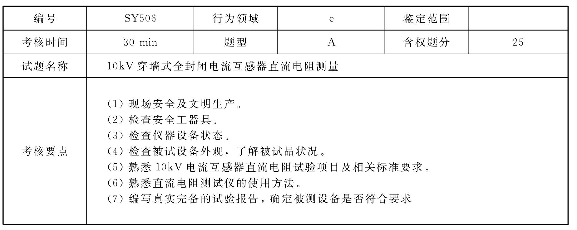 SY506 10kV穿墻式全封閉電流互感器直流電阻測量